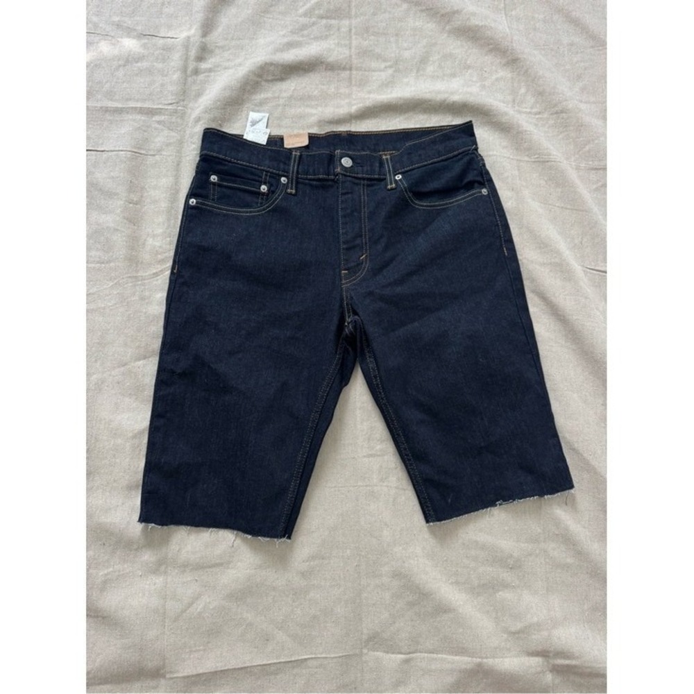 Levi's 511 Slim Denim Shorts Men's Size 33 Dark Wash Stretch Raw Hem Jorts